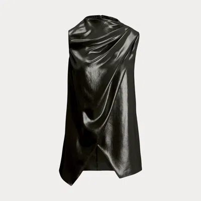 Ralph Lauren Julie Foiled Georgette Blouse In Asteroid In Black