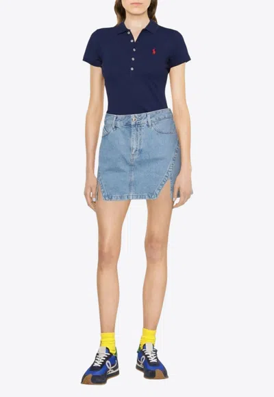 Ralph Lauren Julie Logo-embroidered Polo T-shirt In Blue