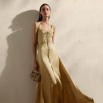 Polo Ralph Lauren Julie Silk Charmeuse Evening Dress In Lux Tan