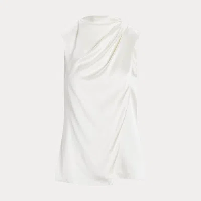 Ralph Lauren Julie Stretch Silk Charmeuse Blouse In Lux Cream In White