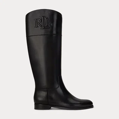 Ralph Lauren Justine Ii Burnished Leather Riding Boot In Black