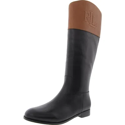 Ralph Lauren Justine Womens Two Tone Leather Knee-high Boots In Multi