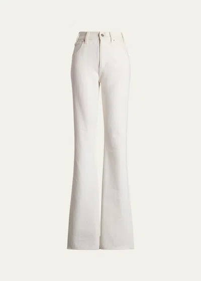 POLO RALPH LAUREN KAIDA MID-RISE WHITE DENIM BOOTCUT JEANS