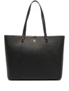 Ralph Lauren Lauren  Crosshatch Leather Large Karly Tote Woman Handbag Black Size - Bovine Leather In Black