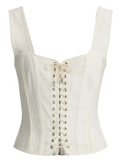 Ralph Lauren Kat Cotton-blend Corset Top In Cream In White