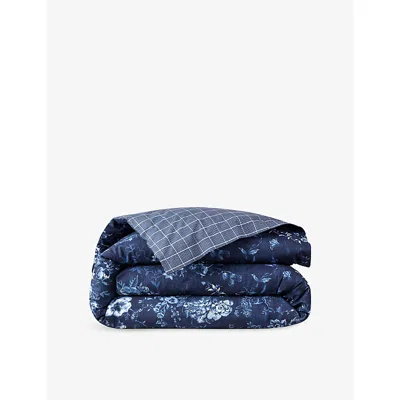 Ralph Lauren Kathryn Floral-print Cotton-percale Duvet Cover Indigo In Blue