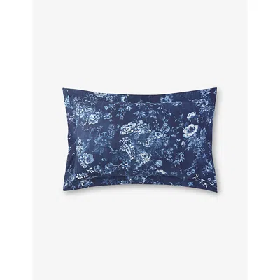 Ralph Lauren Kathryn Floral-print Cotton-percale Oxford Pillowcase 50cm X 75cm Indigo In Blue