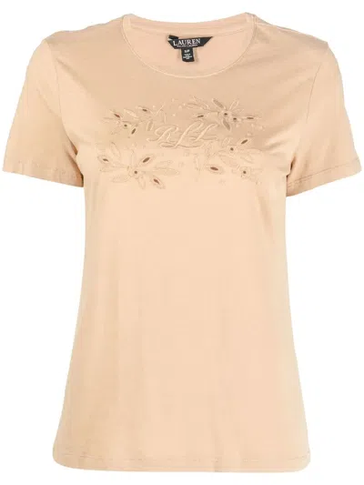 Ralph Lauren Katlin Embroidered-detail T-shirt In Braun
