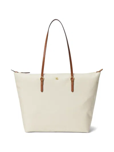 Ralph Lauren Keaton Logo-plaque Tote Bag In White