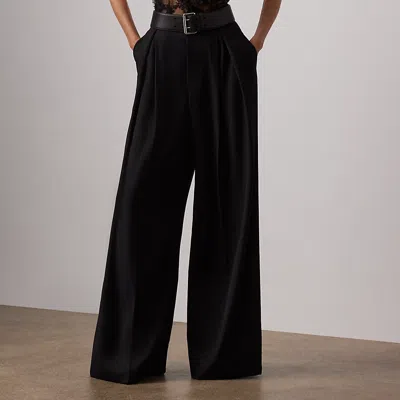Ralph Lauren Kelsie Grain De Poudre Pant In Black
