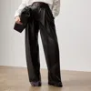 Ralph Lauren Kelsie Lambskin Pant In Black