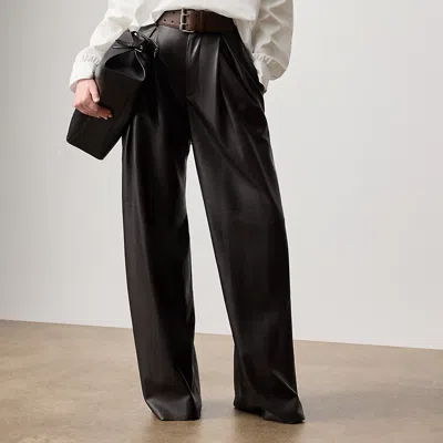 Ralph Lauren Kelsie Lambskin Pant In Black