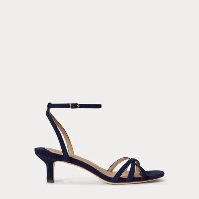 Ralph Lauren Kendyl Kitten-heel Suede Sandal In Blue