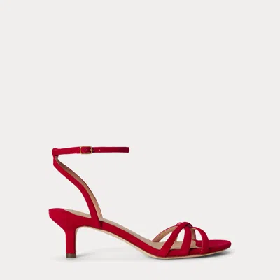 Ralph Lauren Kendyl Kitten-heel Suede Sandal In Festive Red