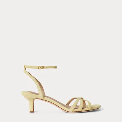 Ralph Lauren Kendyl Kitten-heel Suede Sandal In Lemon Sorbet In Multi