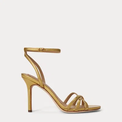 Ralph Lauren Kendyl Metallic Nappa Leather Sandal In Modern Gold