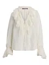 Ralph Lauren Kensley Ruffle-detail Bell-sleeve Blouse In Neutral