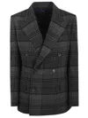 Ralph Lauren Kent Double-breasted Checked Wool Blazer In Black