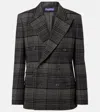 Ralph Lauren Kent Double-breasted Checked Wool Blazer In Gray