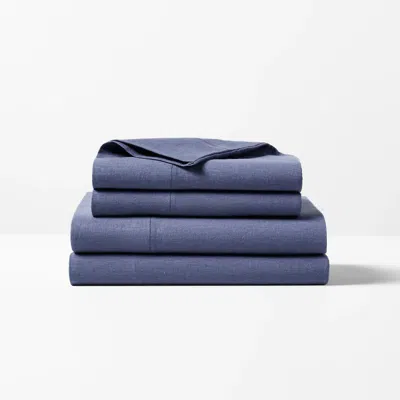 Ralph Lauren Kent Cotton-linen Sheet Set In Navy In Blue