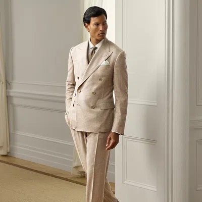 Ralph Lauren Kent Hand-tailored Glen Plaid Suit In Neutral