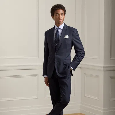 Ralph Lauren Kent Hand-tailored Glen Plaid Wool Suit In Blue