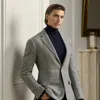Ralph Lauren Kent Hand-tailored Houndstooth Jacket In Gray