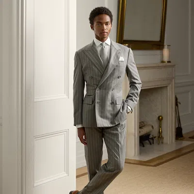Ralph Lauren Kent Hand-tailored Pinstripe Wool Suit In Gray