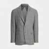 Ralph Lauren Purple Label Kent Hand Tailored Plaid Linen Blazer In Navy/cream