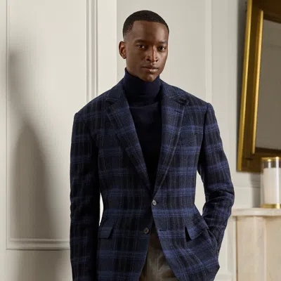 Ralph Lauren Kent Hand-tailored Plaid Wool Sport Coat In Blue