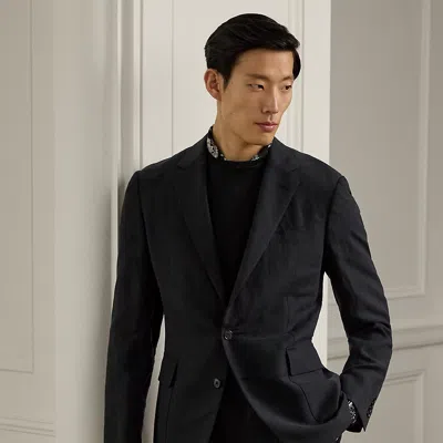 Ralph Lauren Kent Hand-tailored Silk-linen Jacket In Black