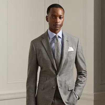 Ralph Lauren Kent Hand-tailored Wool Sharkskin Jacket In Gray