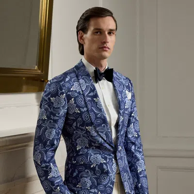 Ralph Lauren Kent Handmade Paisley Silk Jacket In Navy Tonal In Blue