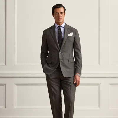 Ralph Lauren Kent Hand-tailored Glen Plaid Wool Suit In Brown