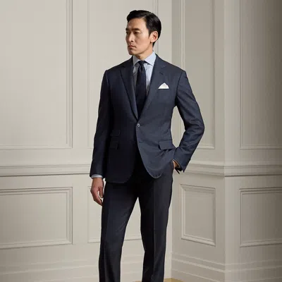 Ralph Lauren Kent Hand-tailored Glen Plaid Wool Suit In Soft Blue