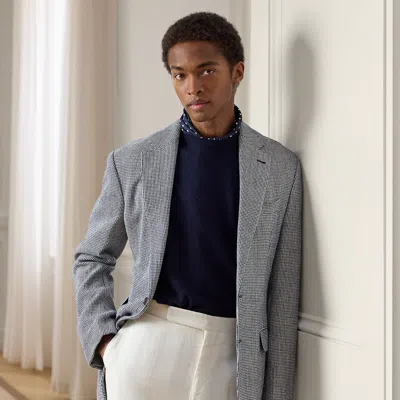 Ralph Lauren Kent Hand-tailored Tick-weave Sport Coat In Navy/white In Blue
