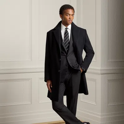 Ralph Lauren Kent Hand-tailored Wool-blend Topcoat In Black In Blue