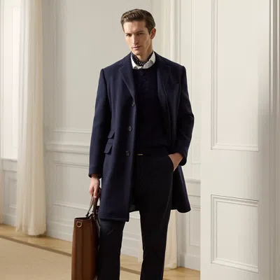 Ralph Lauren Kent Hand-tailored Wool-blend Topcoat In Navy In Blue