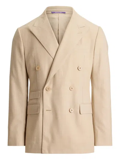 Ralph Lauren Kent Peak-lapels Double-breasted Blazer In Neutral