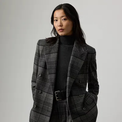 Ralph Lauren Kent Checked Double-breasted Wool Jacket In Gray