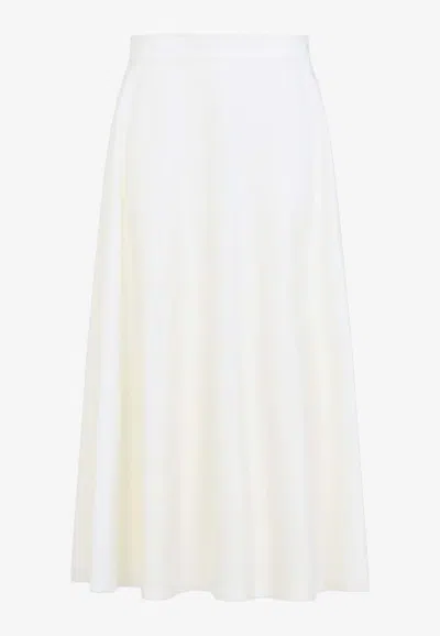 Ralph Lauren Kenzie Line Flared Wool Midi Skirt In Neutral