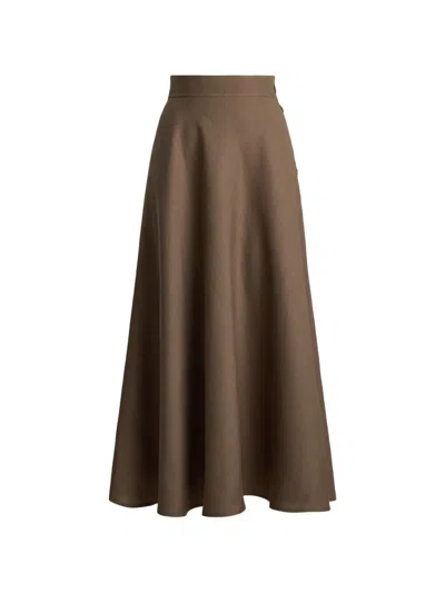 Ralph Lauren Collection Linen Kenzie Skirt In Brown