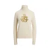 Ralph Lauren Embroidered-logo Wool-blend Turtleneck In White