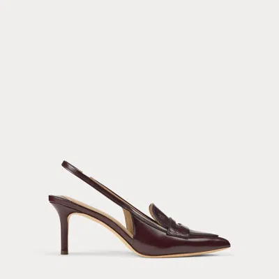 Ralph Lauren Khloe Leather Slingback Loafer Pump In Dark Garnet In Burgundy