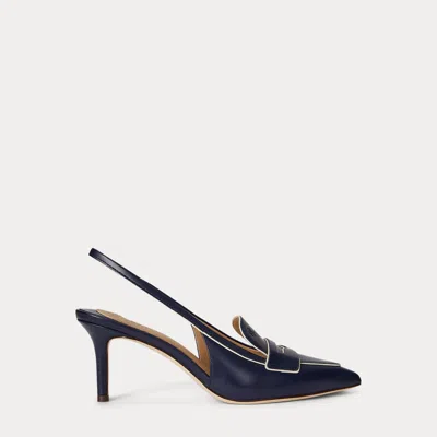 Ralph Lauren Khloe Two-tone Slingback Loafer Pump In Blue