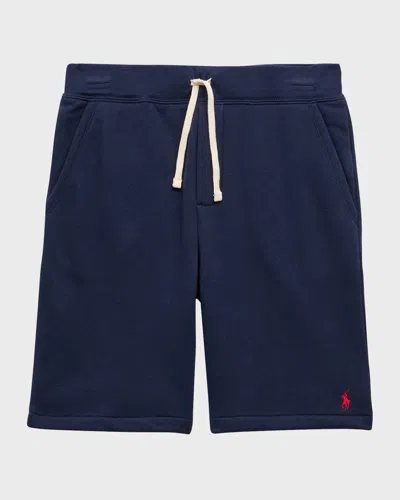 Ralph Lauren Kid's Embroidered Pony Fleece Shorts In Black