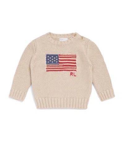 Ralph Lauren Kids American Flag Sweater In Brown