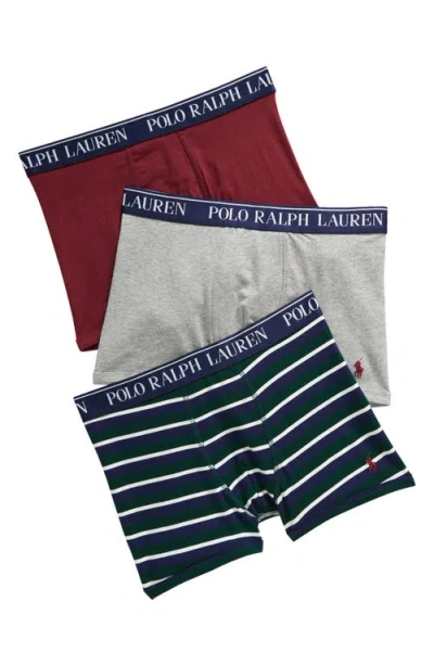 Ralph Lauren Polo  Kids' Assorted 3-pack Stretch Cotton Boxers In Hunt Club Green