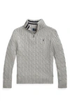 Polo Ralph Lauren Cable-knit Cotton Quarter-zip Jumper In Andover Heather