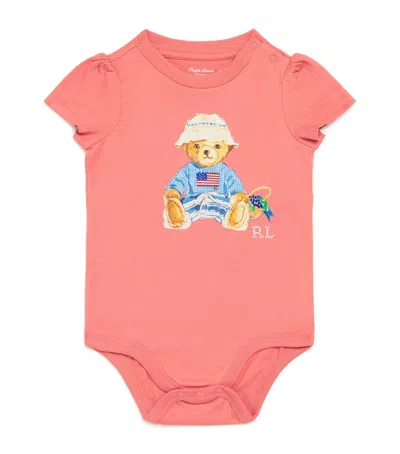 Ralph Lauren Kids Cotton Polo Bear Bodysuit In Orange